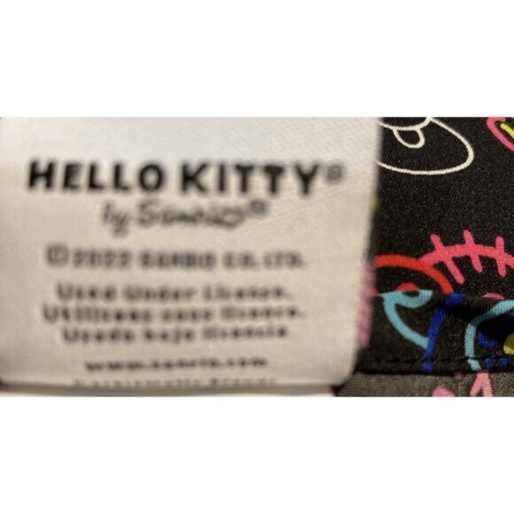 Hello Kitty Ladies Scrub Top Size Medium Black Multicolour Medical Uniform - Picture 12 of 14